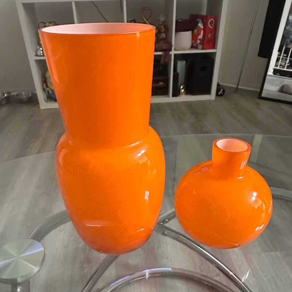 Vibrant Orange Vase Set - Picture 2 of 3